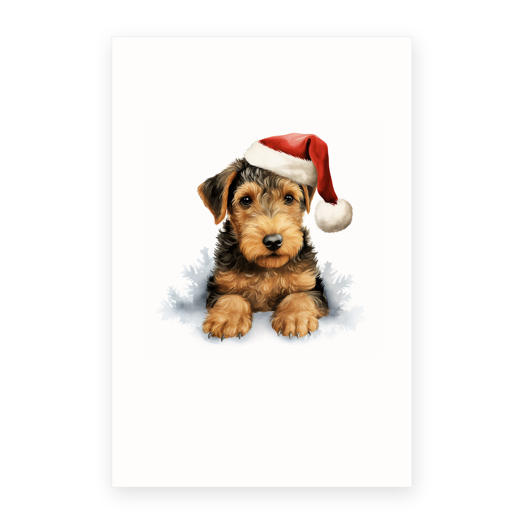 DistinctInk Christmas Greeting Card - Welsh Terrier Puppy Art