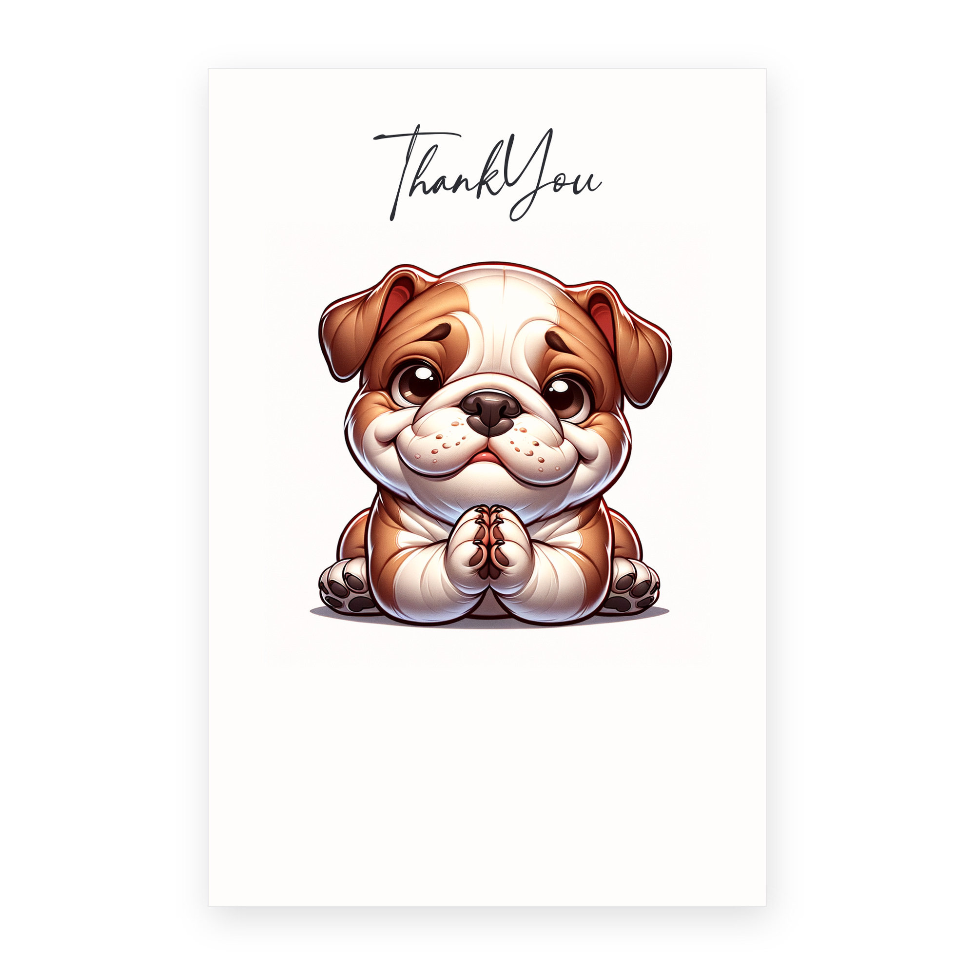 DistinctInk Thank You Greeting Card - Bulldog Puppy - Cartoon