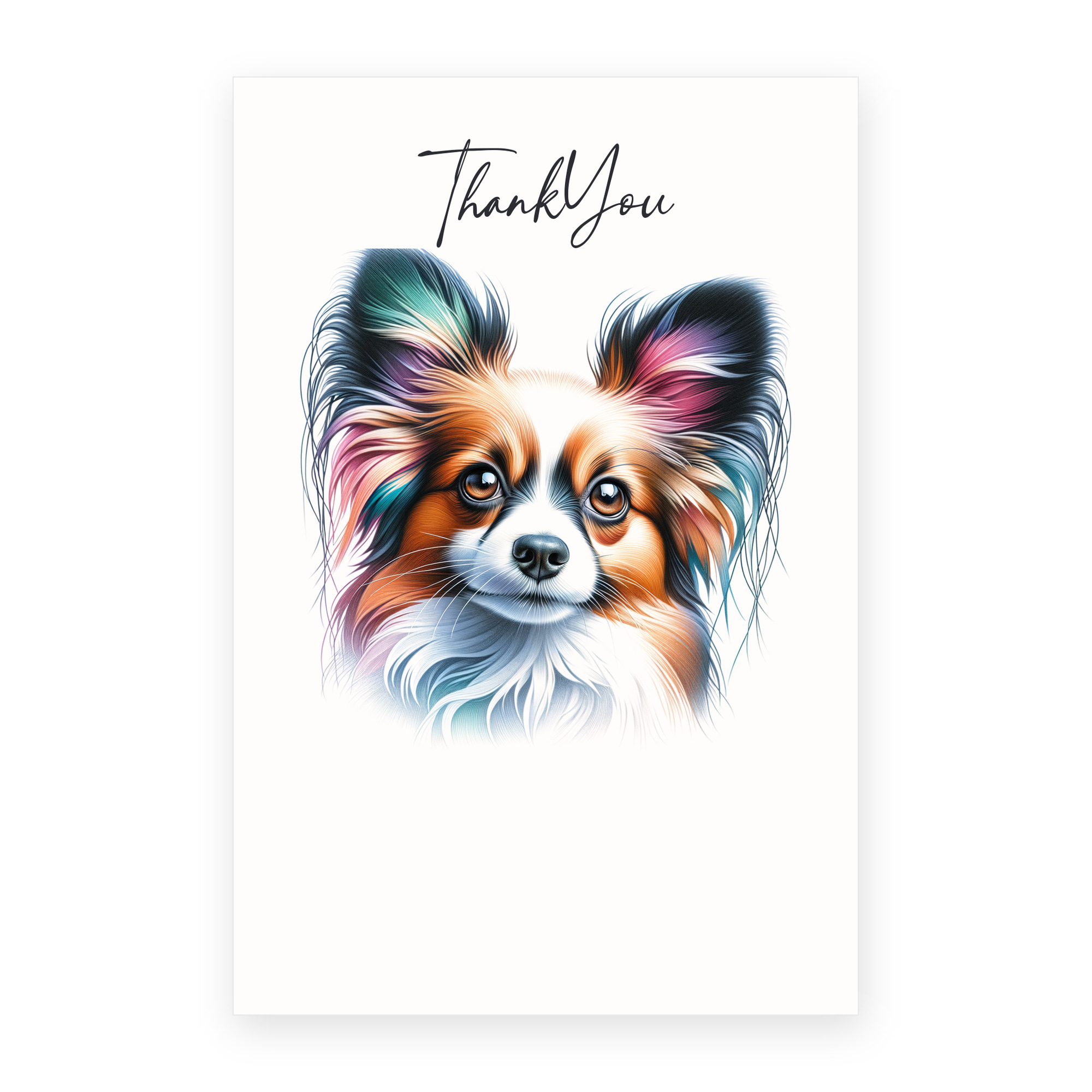 DistinctInk Thank You Greeting Card - Papillon - Colored Pencil