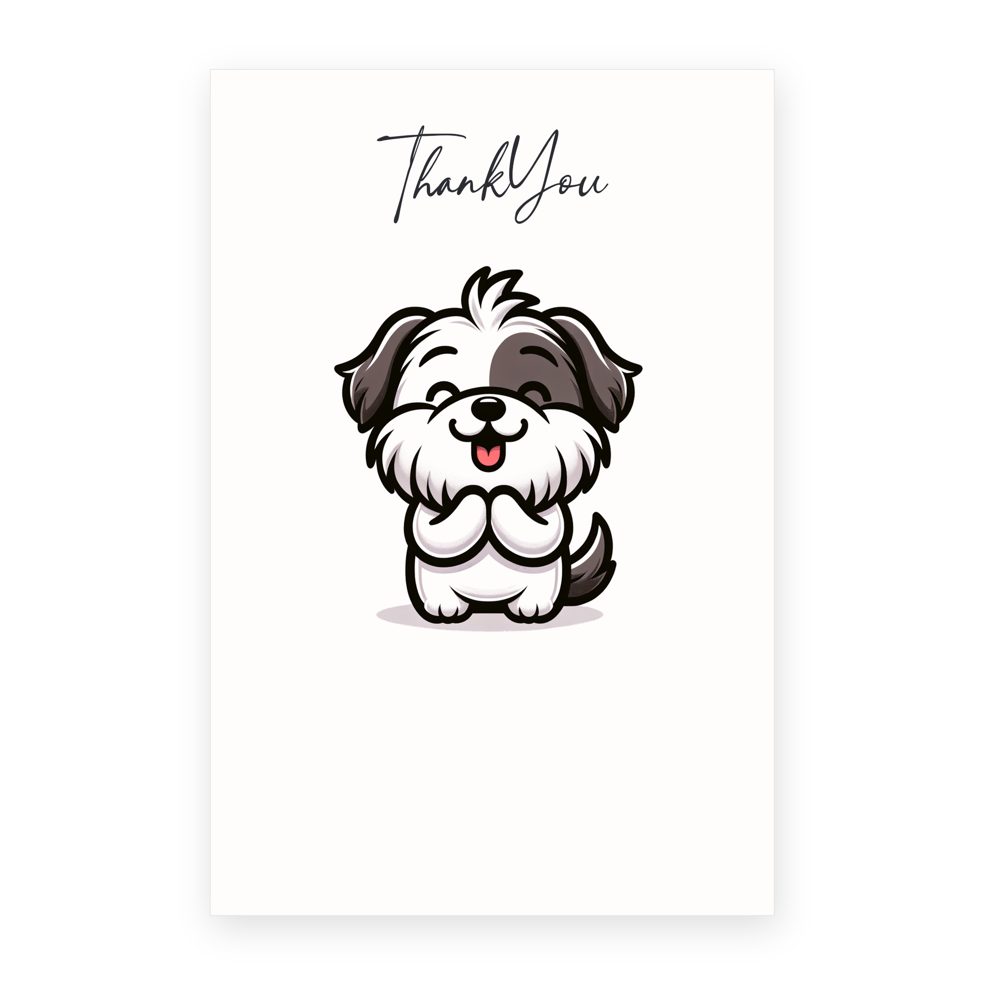 DistinctInk Thank You Greeting Card - Tibetan Terrier - Cartoon