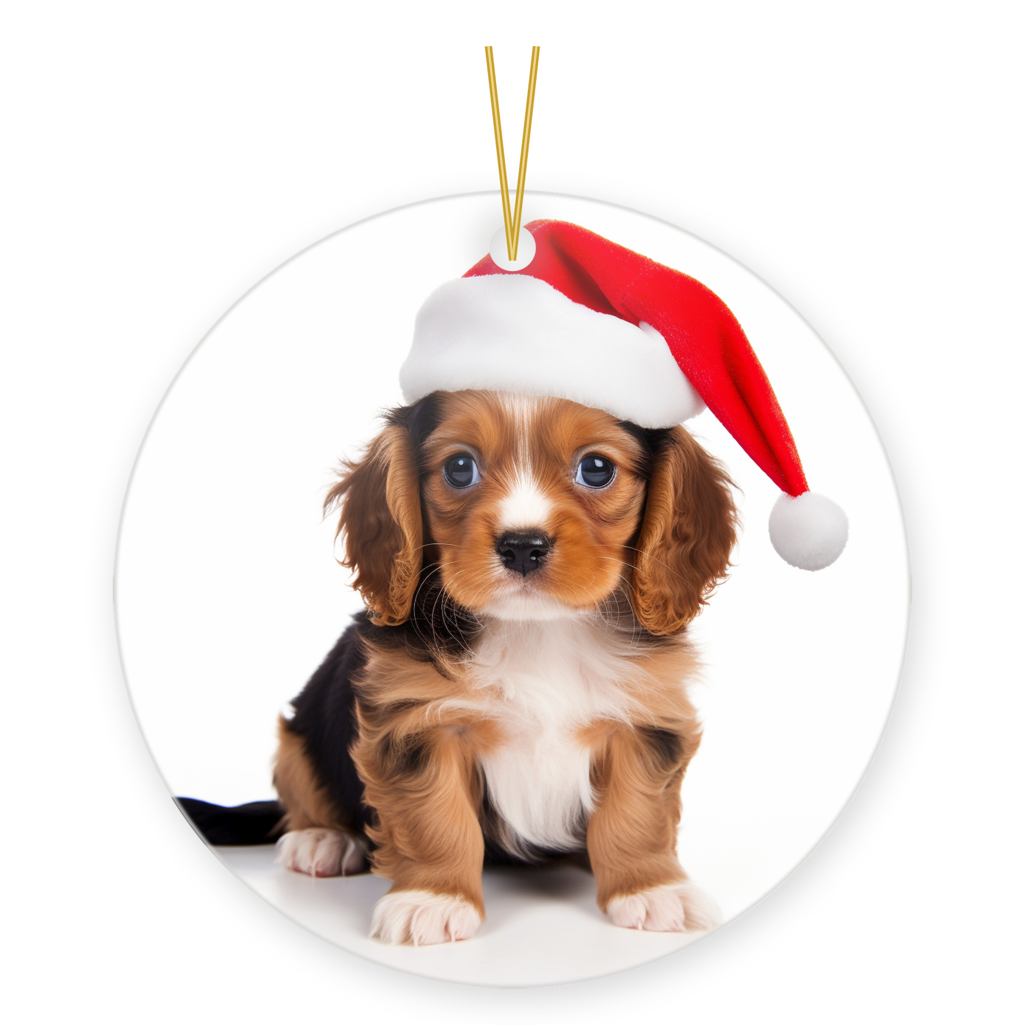 Cavalier King Charles Spaniel Puppy ceramic hanging ornament &mdash; printed by hand at DistinctInk