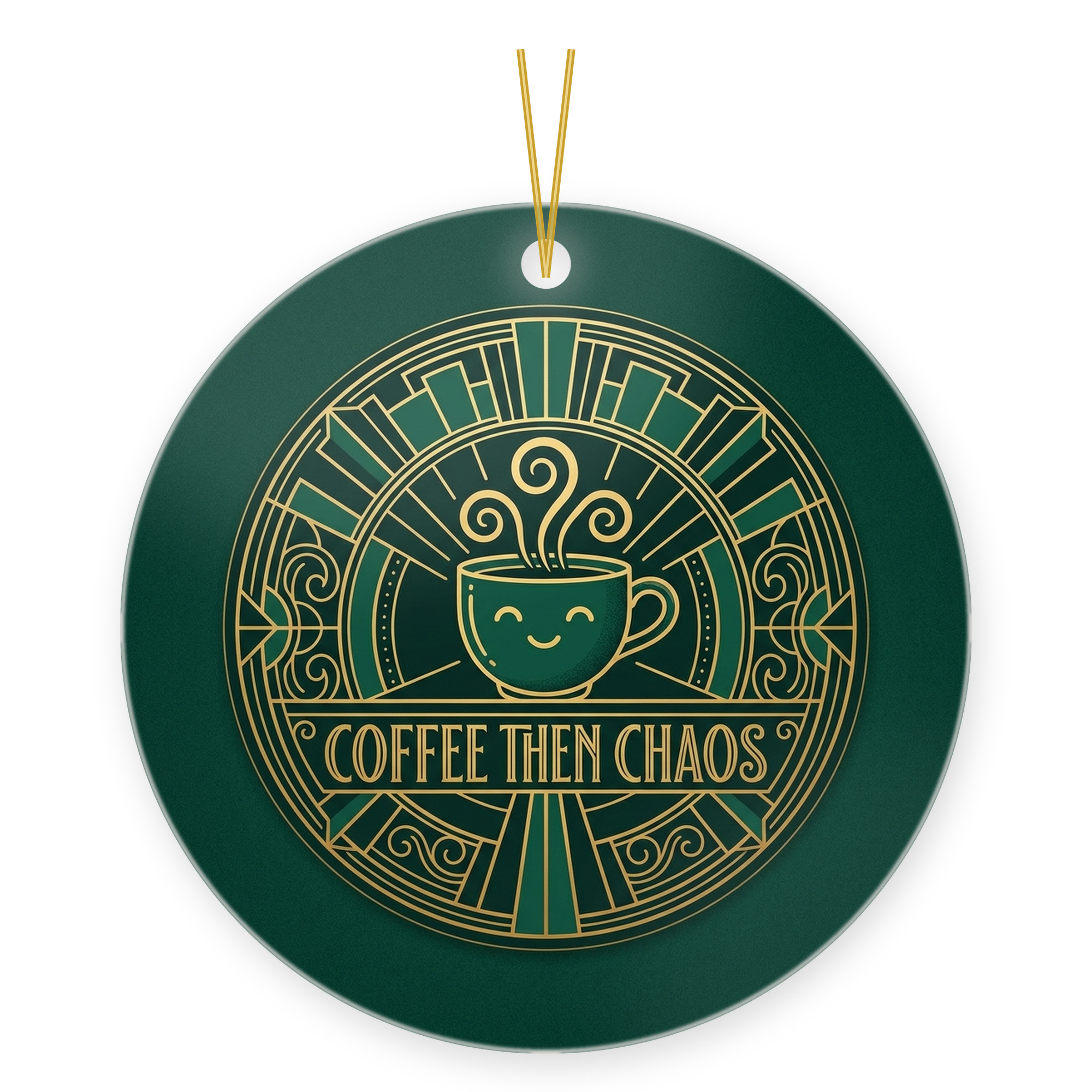 Coffee Lover Ornament, Coffee Then Chaos Gift for Coworker
