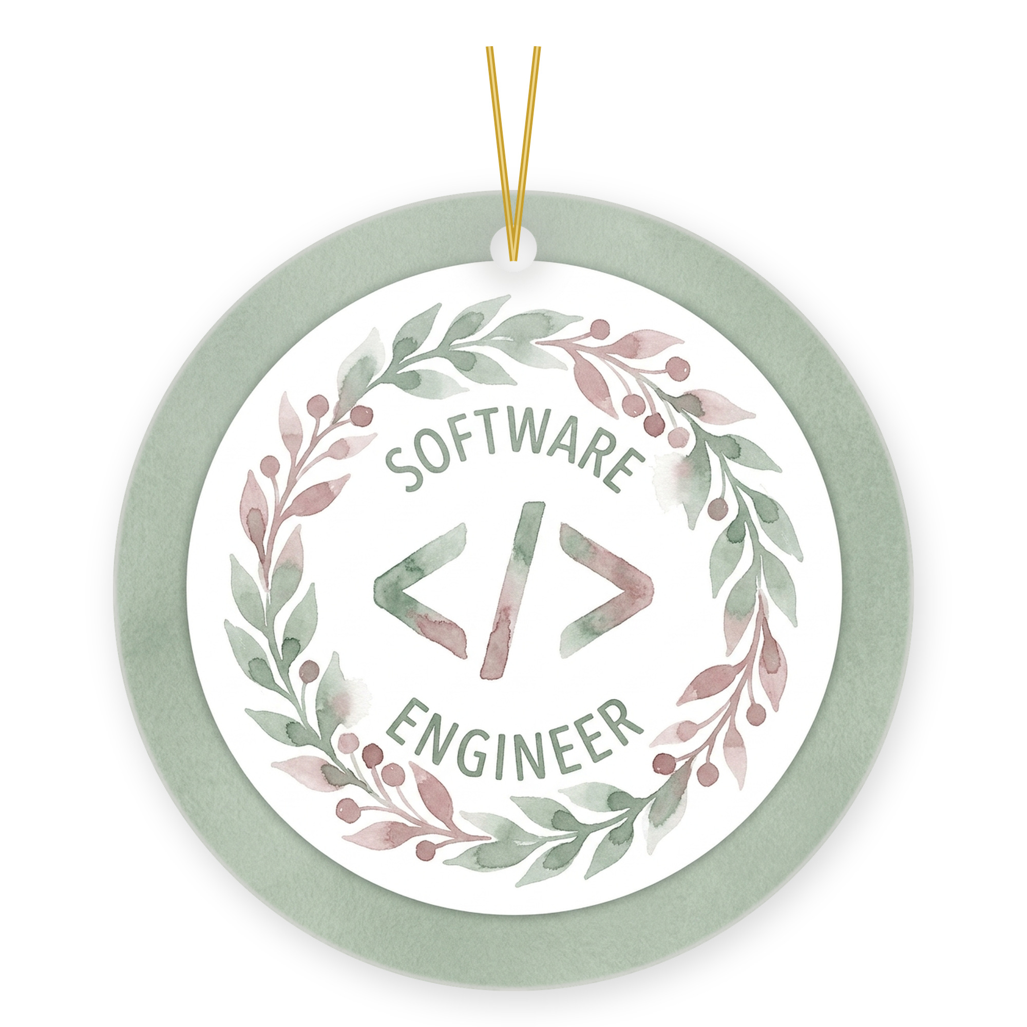 Software Engineer Ornament, Gift for Coder Programmer Tech Worker ceramic hanging ornament &mdash; printed by hand at DistinctInk