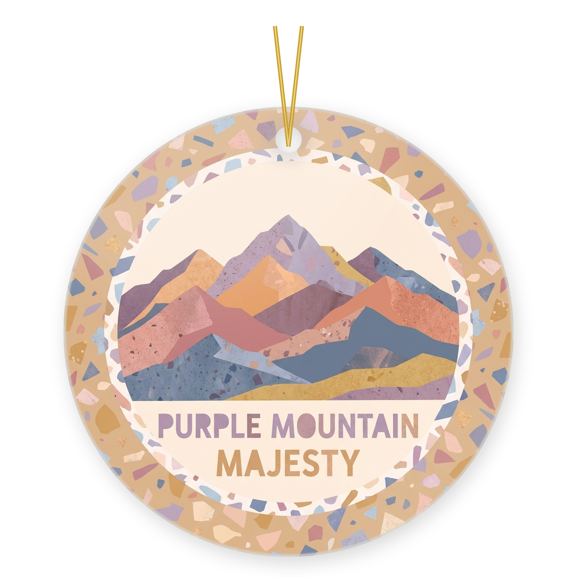 Mountain Hiker Gift Ornament - Purple Mountain Majesty Peak Art