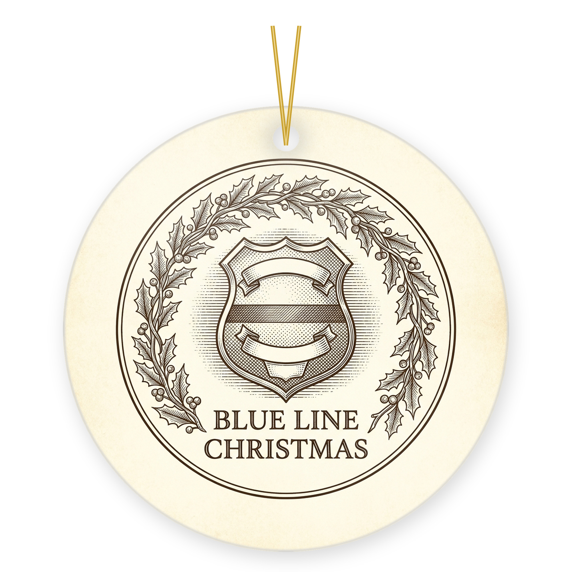 Police Officer Christmas Ornament Blue Line Police Badge Shield