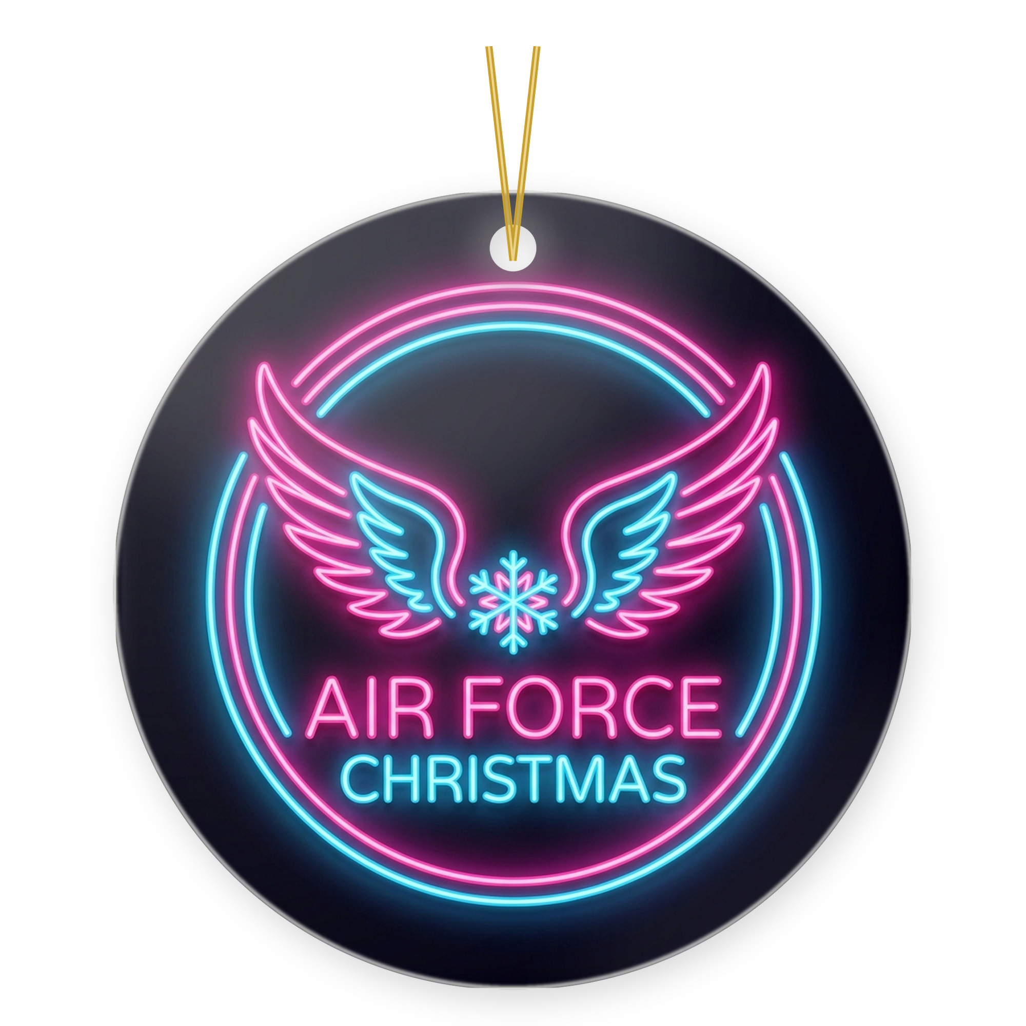 Air Force Member Christmas Ornament - Neon Winged Service Keepsake
